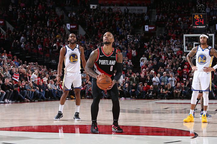 Lillard á vítalínunni í nótt.