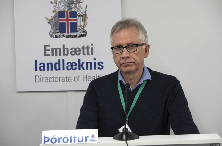 Þórólfur Guðnason sóttvarnalæknir á upplýsingafundinum í dag. 
