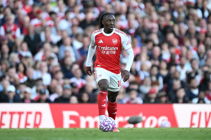 Eberechi Eze skoraði sitt fyrsta mark fyrir Arsenal í kvöld eftir aðeins átta mínútna leik. 