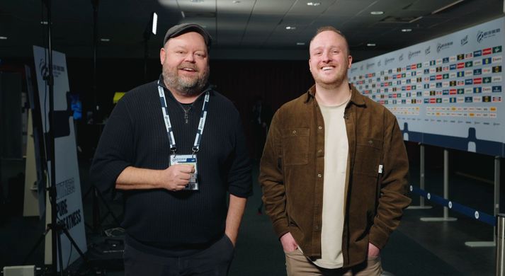 Henry Birgir og Valur Páll í banastuði eftir leik.