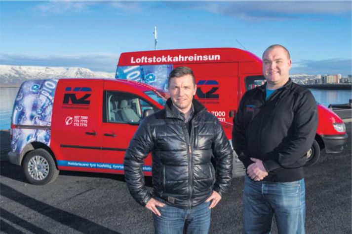 Sigurður Jónsson þjónustufulltrúi og Magnús Ásmundsson verkstjóri hjá K2 Loftstokkahreinsun. Mynd/Vilhelm