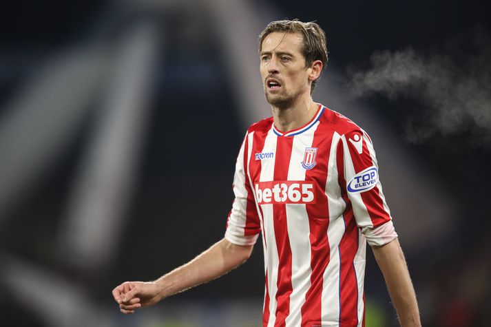 Crouch í leik með Stoke gegn Huddersfield.