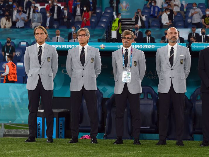 Roberto Mancini - aðalþjálfari Ítalíu - ásamt þeim Gabriele Oriali, Alberico Evani og Gianluca Vialli.