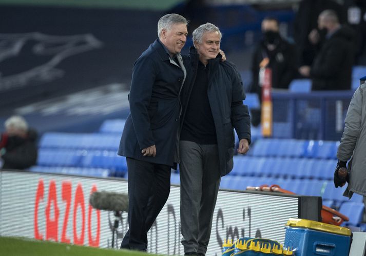  Carlo Ancelotti og José Mourinho þegar þeir voru að stýra liðum Everton og Tottenham Hotspur í ensku úrvalsdeildinni.