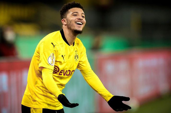 Jadon Sancho spilar með Manchester United á komandi leiktíð sem hefst í ágúst.