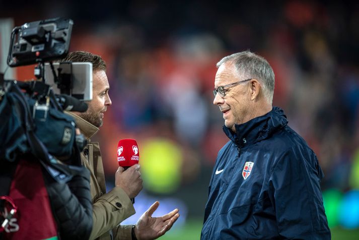 Lars Lagerbäck í viðtali eftir leikinn í gærkvöldi.