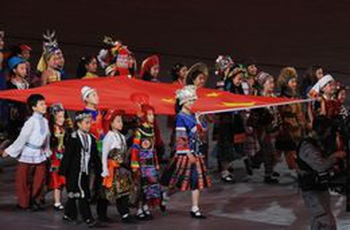 Frá setningarhátíð Ólympíuleikana. MYND/AFP