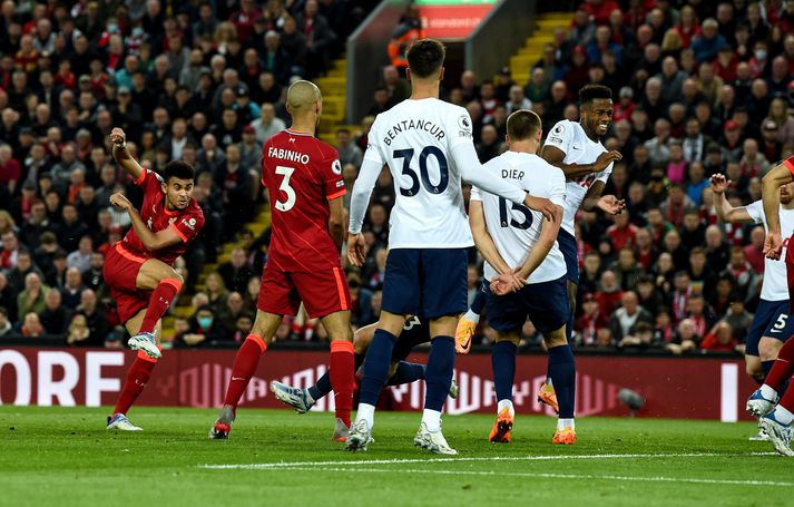 Luis Diaz bjargaði stigi fyrir Liverpool í leik liðsins gegn Tottenham Hotspur. Vísir/Getty