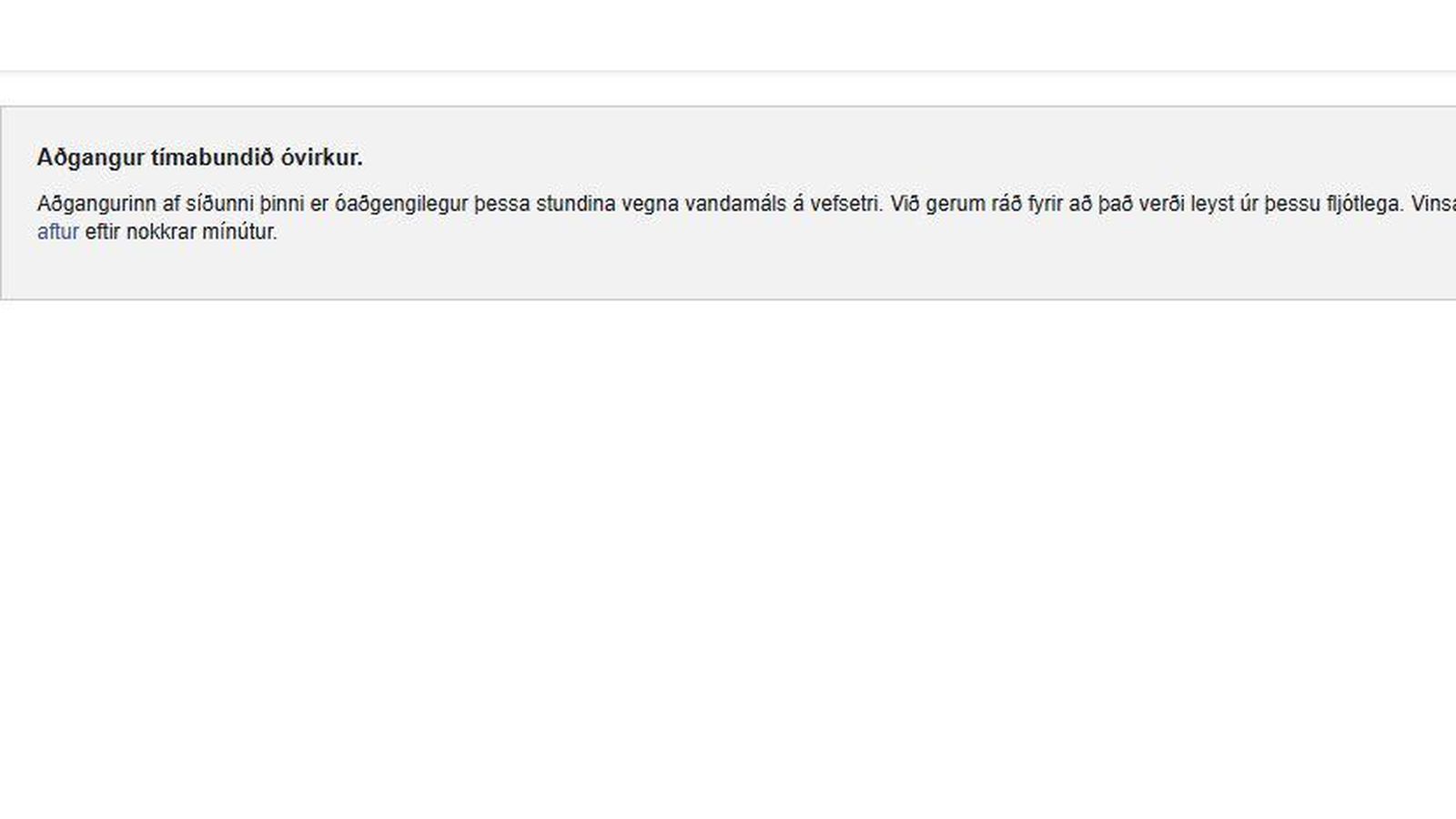 Facebook og tengdir miðlar liggja niðri