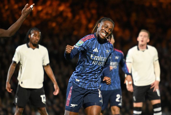 Eberechi Eze skoraði sitt fyrsta mark fyrir Arsenal í kvöld eftir aðeins átta mínútna leik.