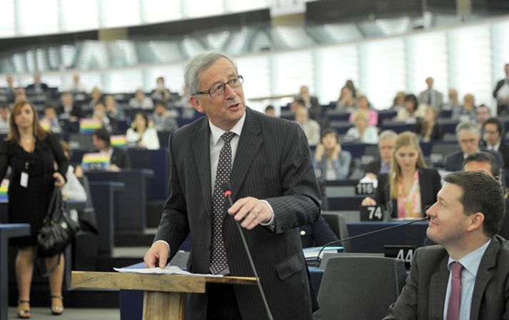 Juncker tekur til máls á Evrópuþinginu eftir að hafa verið kosinn forseti framkvæmdastjórnar ESB í byrjun vikunnar.