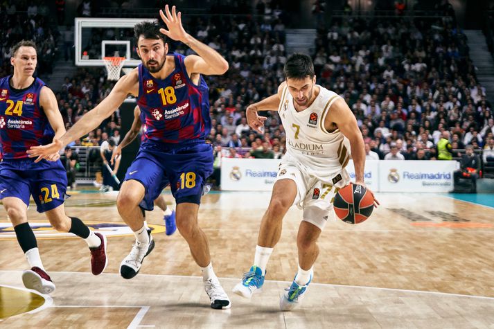 Facundo Campazzo í leik með Real Madrid á móti Barcelona.