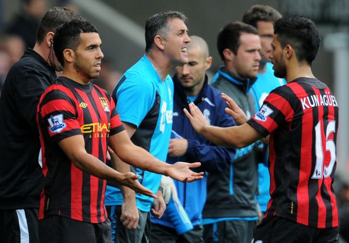 Félagarnir Tevez og Aguero síðastliðið haust.
