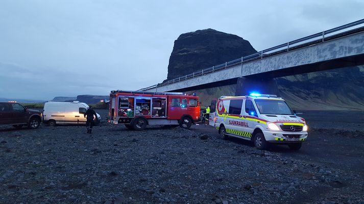 Frá vettvangi slyssins í morgun en Neyðarlínu barst tilkynning  um slysið klukkan 9:42.