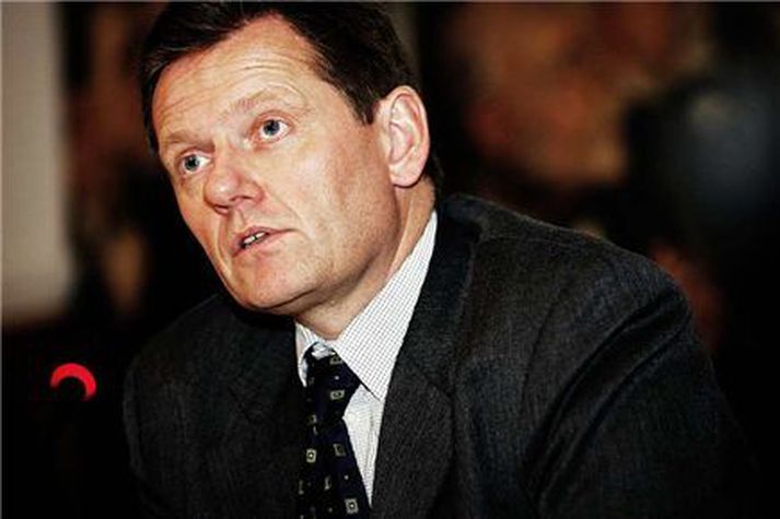 Lars Barfoed á blaðamannafundinum þar sem hann tilkynnti afsögn sína.
