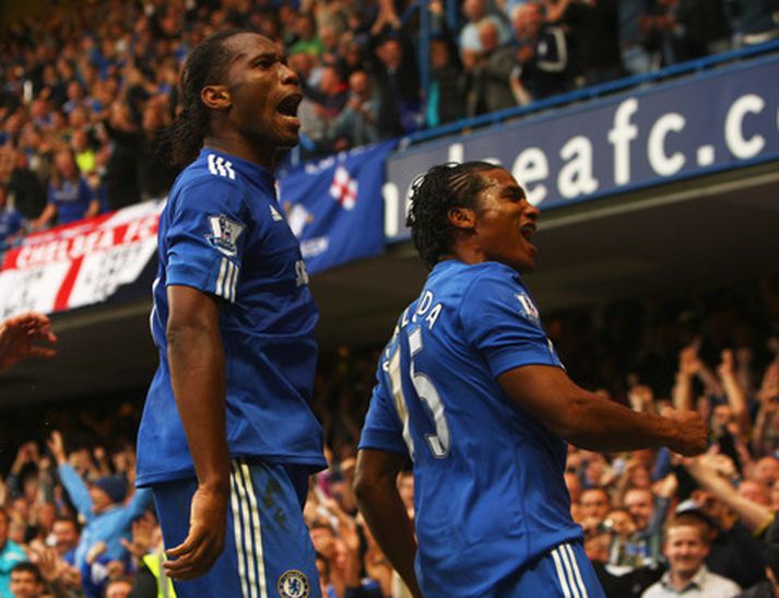 Didier Drogba og Florent Malouda voru í stuði í dag.
