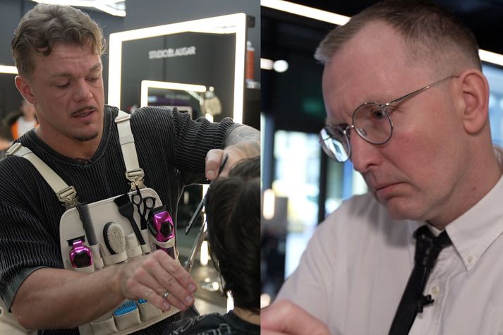 Guðfinnur Sigurvinsson og Gunnar Malmquist Thorsson rakarar segja fallegt að sjá unga menn blómstra í starfinu.