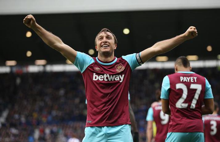 Mark Noble skoraði tvívegis gegn West Brom.