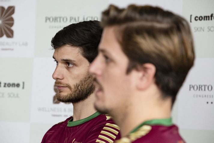 Fabio Magalhaes á blaðamannafundi í Porto fyrir leik Íslands og Portúgals.