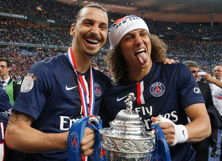 Zlatan og David Luiz voru hinir kátustu eftir að PSG tryggði sér franska bikarinn.