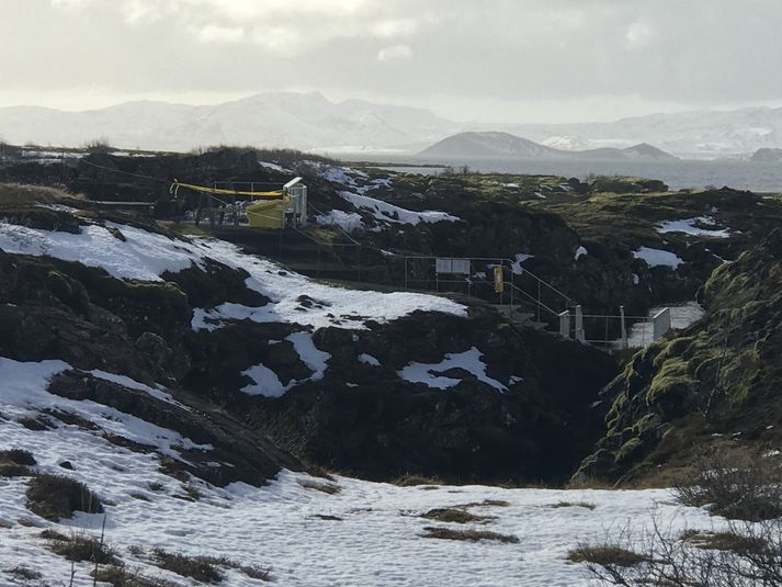 Silfra á Þingvöllum í dag. Svæðinu hefur verið lokað tímabundið.