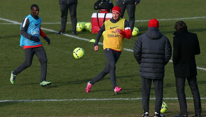 David Beckham á æfingu hjá PSG
