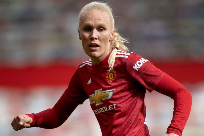 María Þórisdóttir í leik með liði Manchester United í ensku úrvalsdeildinni.