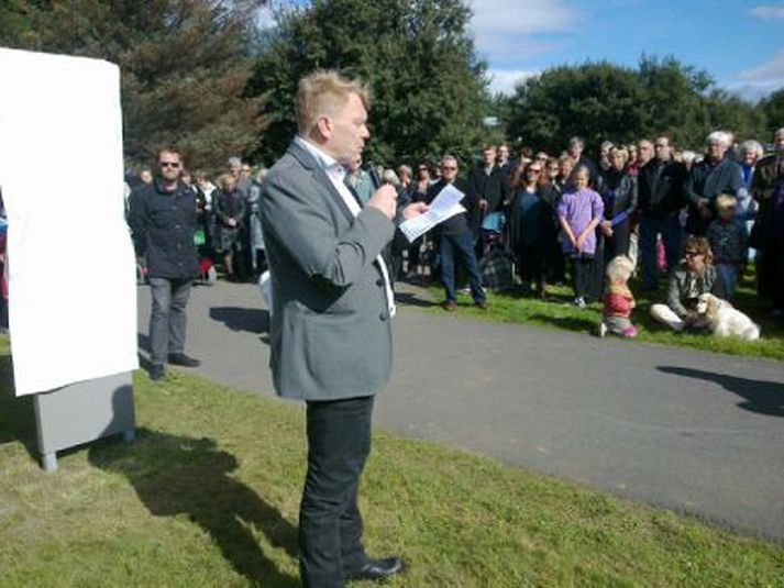 Jón Gnarr á Klambratúni.
