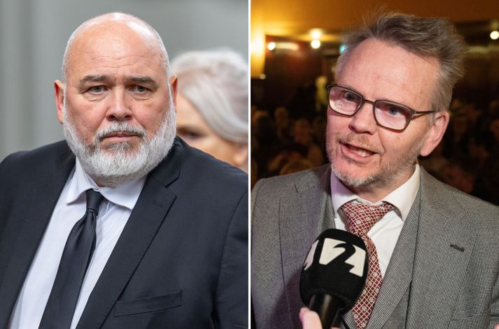 Logi Már Einarsson, menningar-, nýsköpunar- og háskólaráðherra og Gunnar Helgason, barnabókahöfundur.