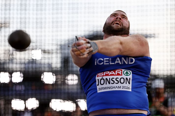 Hilmar Örn Jónsson náði sínu besta kasti í öðru kasti sínu og það dugði honum í hóp sjö bestu sleggjukastara Evrópu.