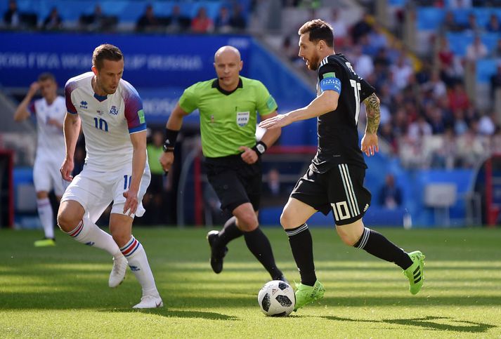 Gylfi Þór Sigurðsson og Lionel Messi eru stjörnur beggja liða