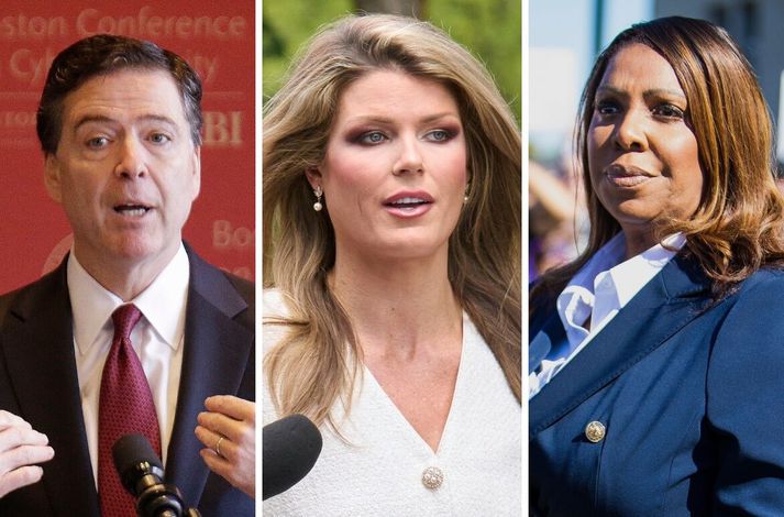 James Comey, Lindsey Halligan og Letitia James.