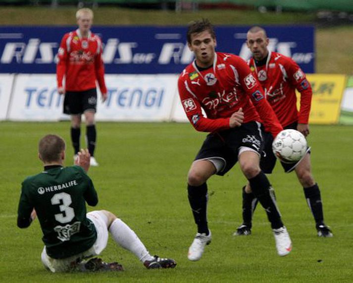 Magnús Þórir Matthíasson, leikmaður Keflavíkur, í leik liðsins gegn Breiðablik í kvöld.