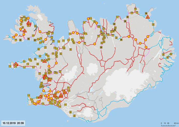 Vegir eru lokaðir á nánast öllu landinu.