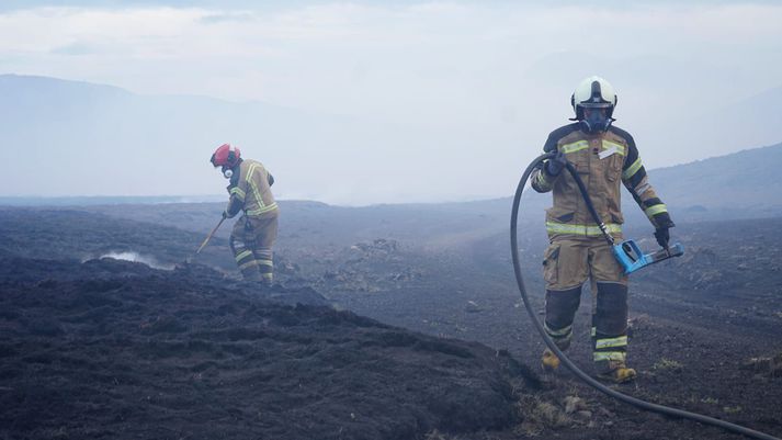 Frá slökkvistörfum á Reykjanesskaga.