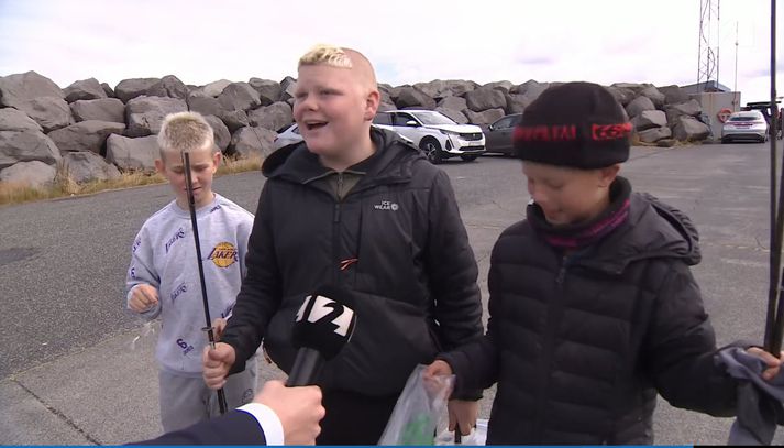 Þeim Axel, Pétri og Jóhanni hafði gefist vel í veiði þegar fréttastofa ræddi við þá. 