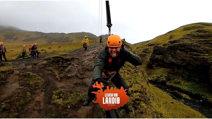 Það var geggjað fjör í Zipline Iceland í Vík í gær á fyrsta keppnisdegi í Leikum um landið.