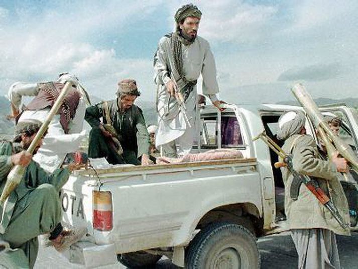 Herskáir talibanar vilja koma fjölþjóðlegu herliði frá landinu og steypa stjórninni.