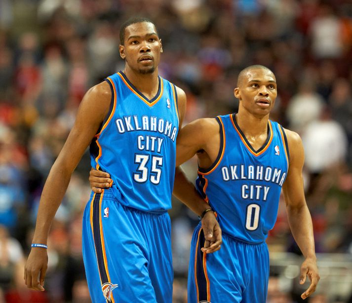 Durant og Westbrook voru í fínu formi í nótt.
