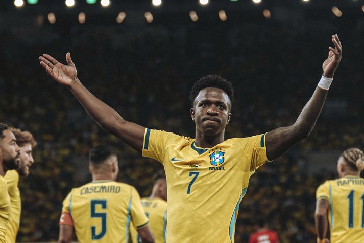 Vinicius Junior skoraði í sigri á Panama skömmu fyrir heimsmeistaramótið, hans níunda mark í 49 landsleikjum.