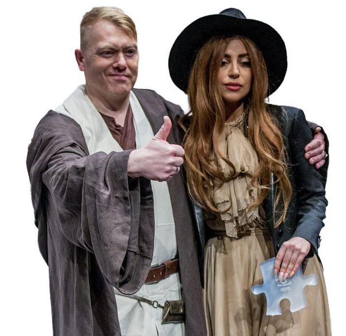 Lady Gaga og Jón Gnarr saman í Hörpu.