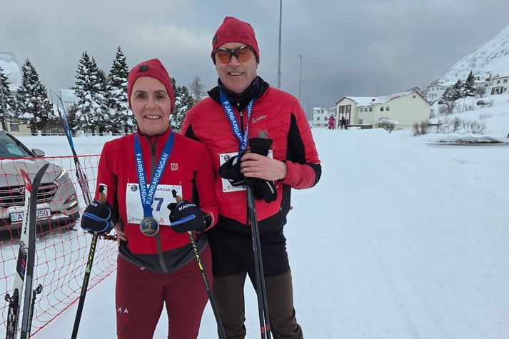 Helgi og Bjarkey í lok Fjarðargöngunar í Ólafsfirði 2026