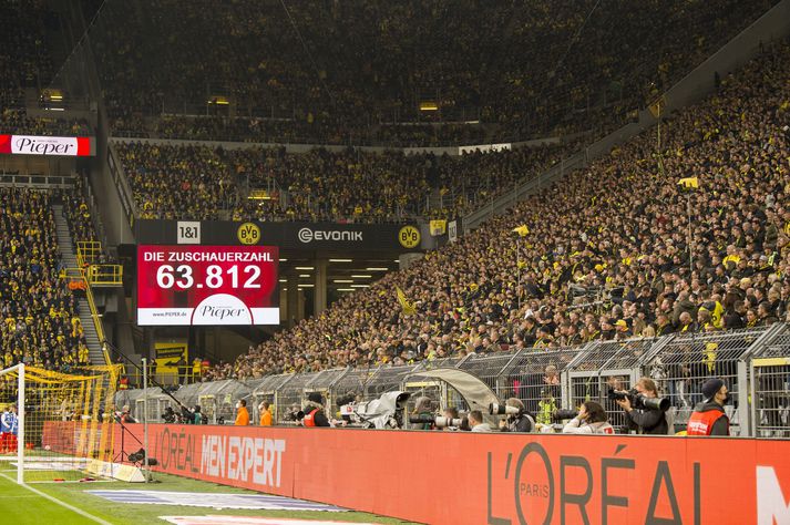 63.812 áhorfendur mættu á leik Borussia Dortmund og Mainz 05 um miðjan október síðastliðinn. Einungis geta 15.000 áhorfendur verið á vellinum þegar Bayern München kemur í heimsókn á laugardaginn.