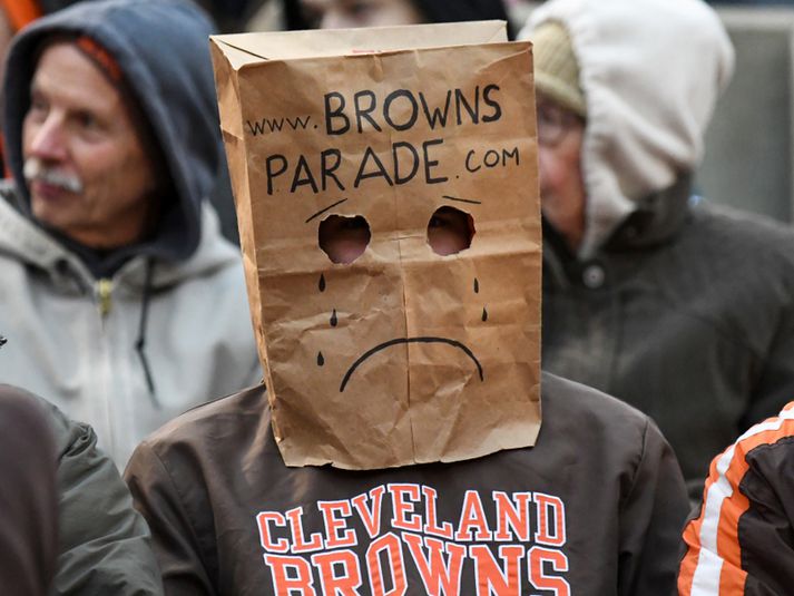 Skömmustulegur stuðningsmaður Cleveland Browns í fyrra.