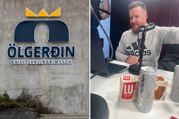 Ölgerðin segir Egils Orku hvorki í samstarfi við Sverri Helgason né Bjórkastið. Hér til hliðar má sjá annan stjórnanda hlaðvarpsins, Jón Þormar Pálsson.