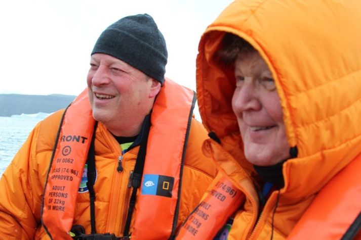 Ólafur og Al Gore skoða mörgæsir og seli.