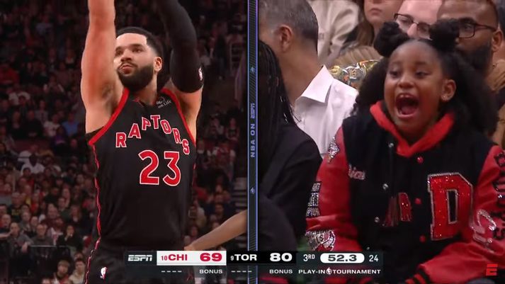 Diar, dóttir DeMar DeRozan, vakti mikla athygli með öskrum sínum þegar leikmenn Toronto Raptors reyndu að setja niður vítaskot.