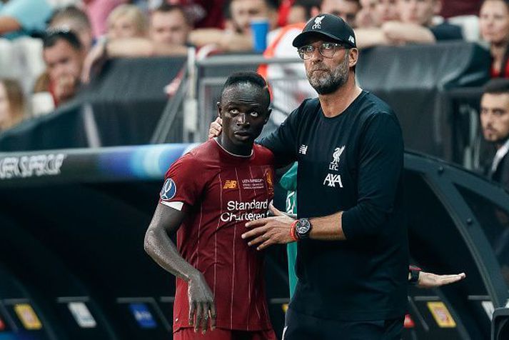 Mane og Klopp í leiknum um Ofurbikarinn.