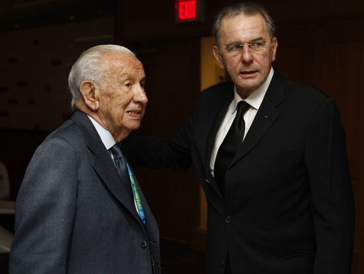 Juan Antonio Samaranch með Jacques Rogge, núverandi forseti Alþjóðaólympíunefndarinnar.