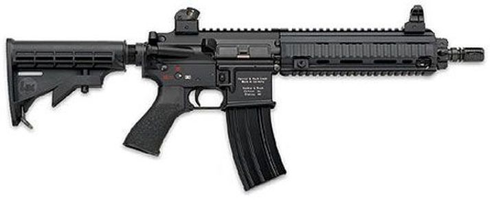Heckler & Koch HK-416-hríðskotariffill þýsku vopnasmiðjunnar.